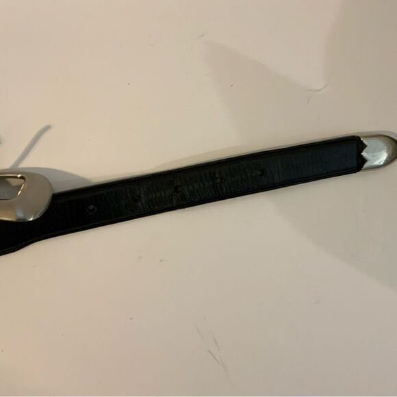 mens NOCONA belt co black leather belt size 44 silver buckle - Picture 8 of 9